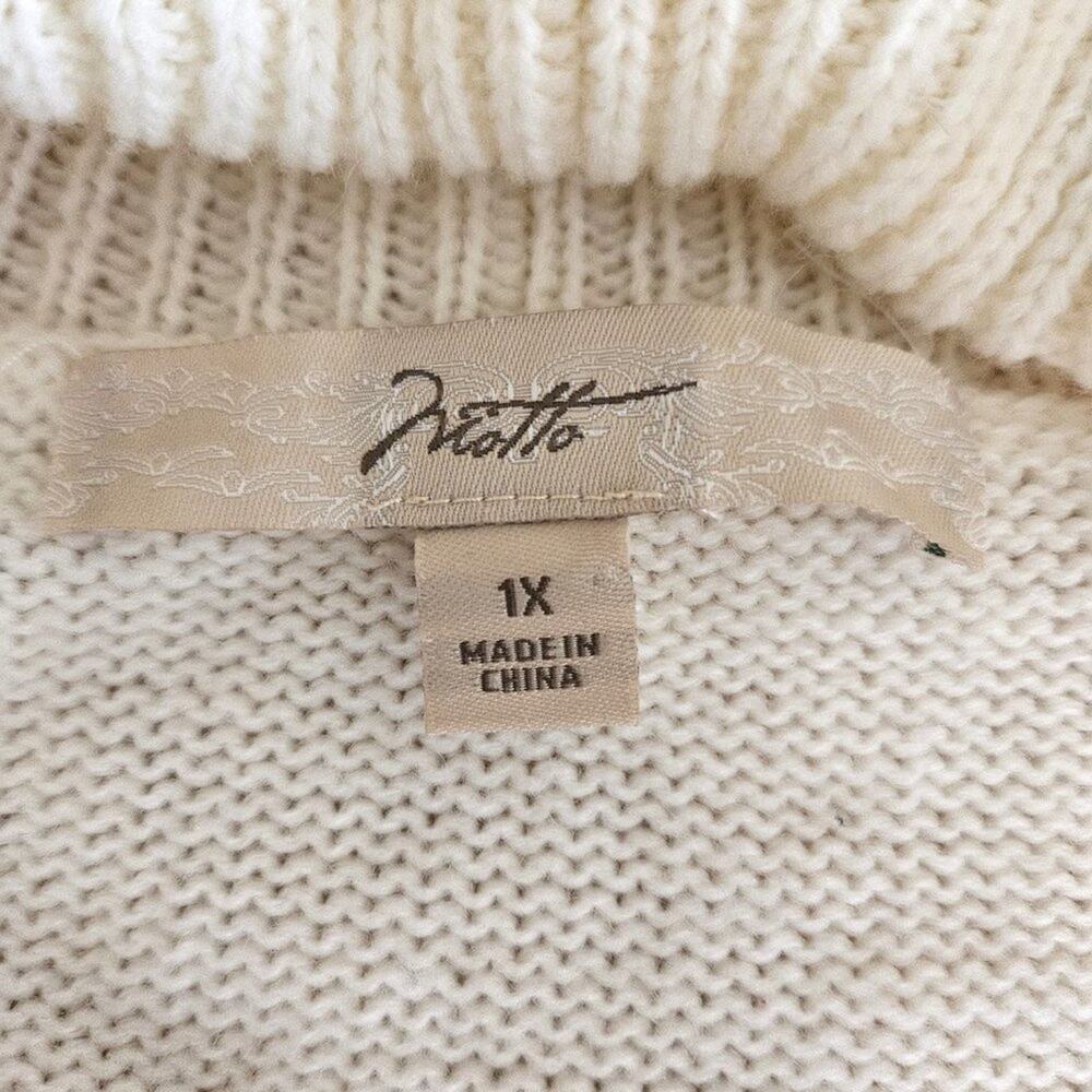 Motto Shawl Collar Cardigan Sweater Rib Knit Button Front -Cream-size 1X - Picture 3 of 8